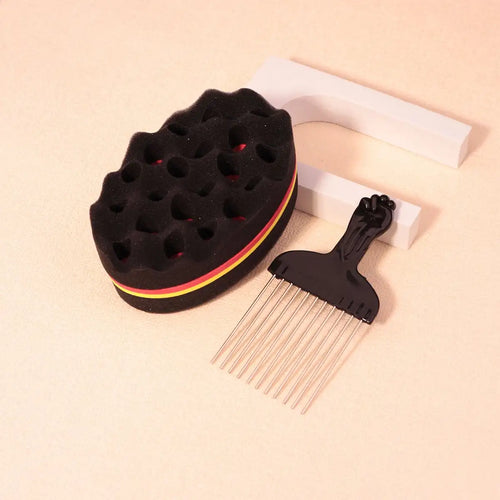 Sponge Hair Brush & Comb Set