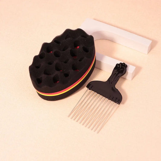 Sponge Hair Brush & Comb Set