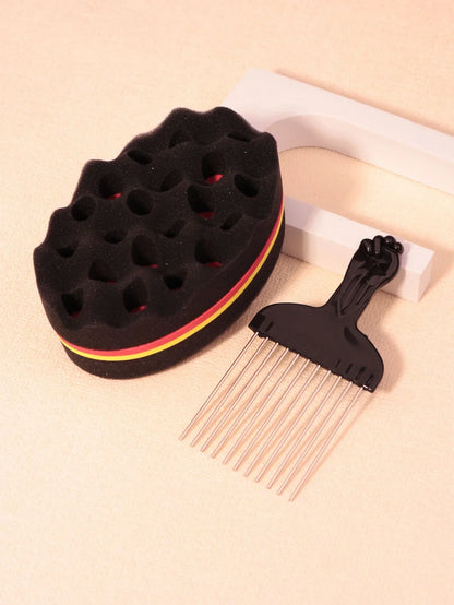Sponge Hair Brush & Comb Set