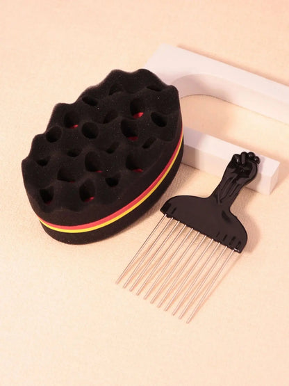 Sponge Hair Brush & Comb Set