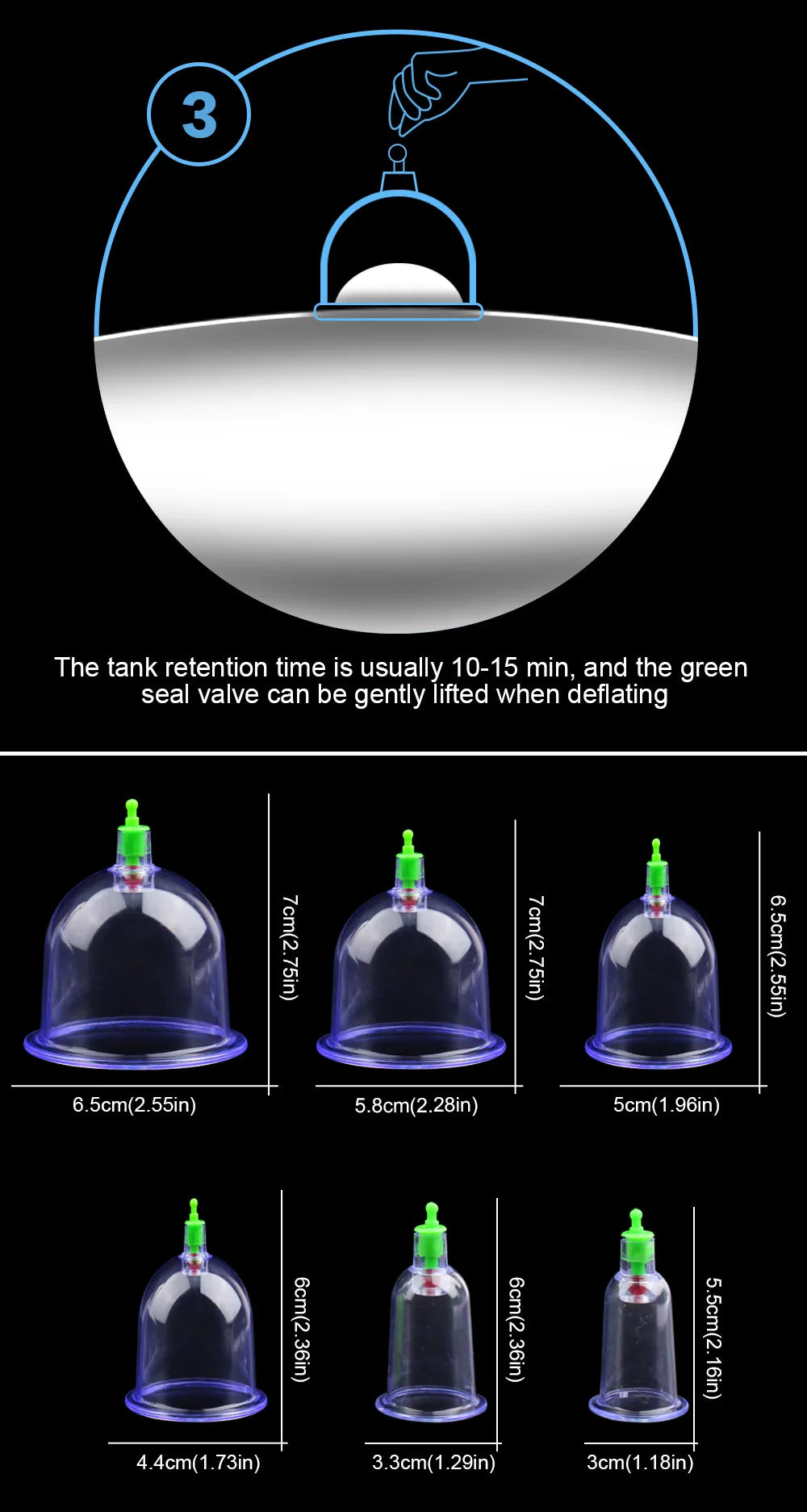 6-Piece Vacuum Cupping Set with Pumping Gun