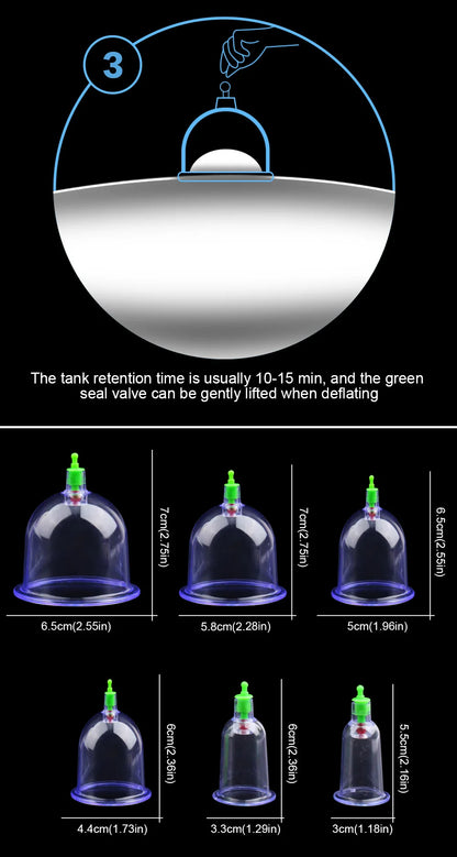 6-Piece Vacuum Cupping Set with Pumping Gun